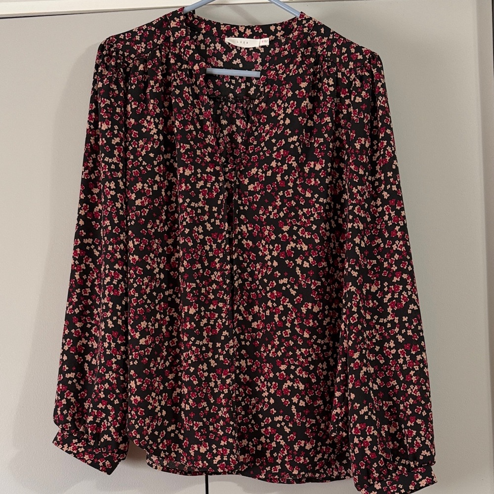 Lush Black and Pink Floral Blouse